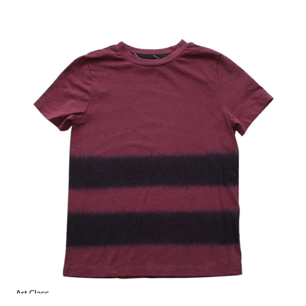 Art Class Burgundy With Black Stripes Tee   Sz S (6-7)